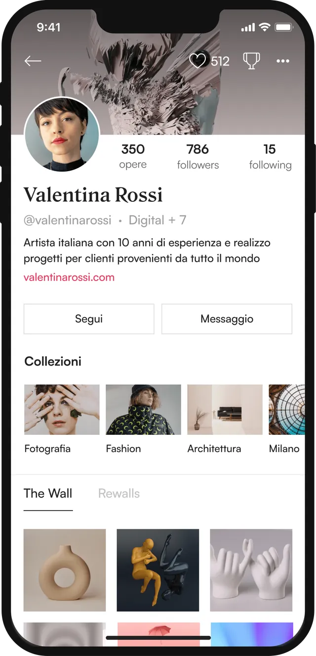 Profilo di un artista nell'app